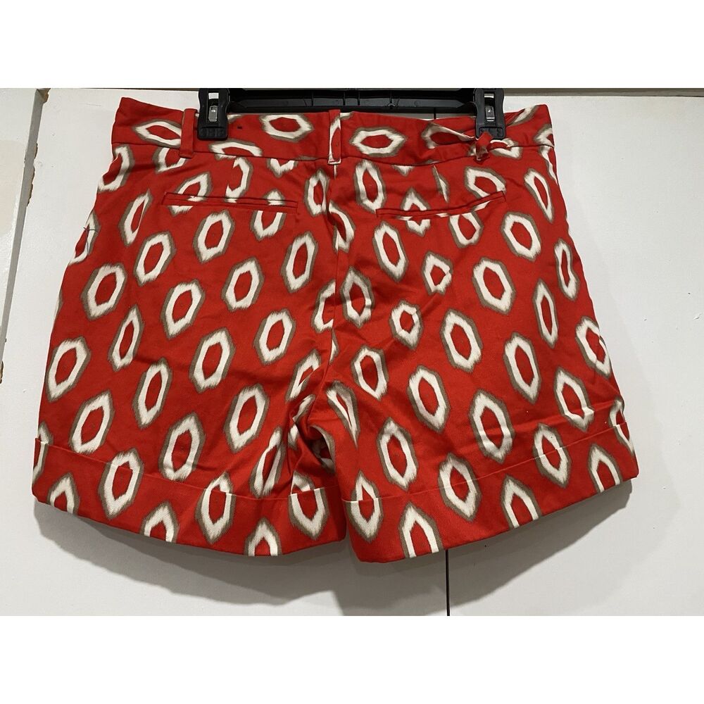 Attention Shorts Size 10 Orange Red Ikat Print Festival Summer Indie-Style Cuff - Picture 6 of 8